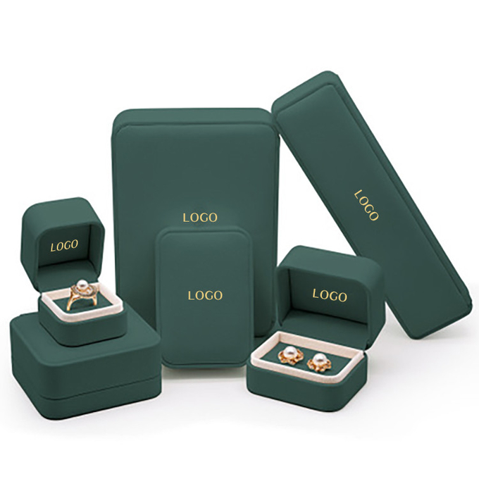 جعبه های بسته بندی جواهرات لوکس PU Velvet Emerald PU OEM ODM 0
